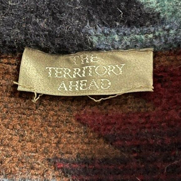 Vintage 90s Womens Wool Blend Aztec Southwestern Bohemian Fleece Jacket Sz L - Picture 2 of 9